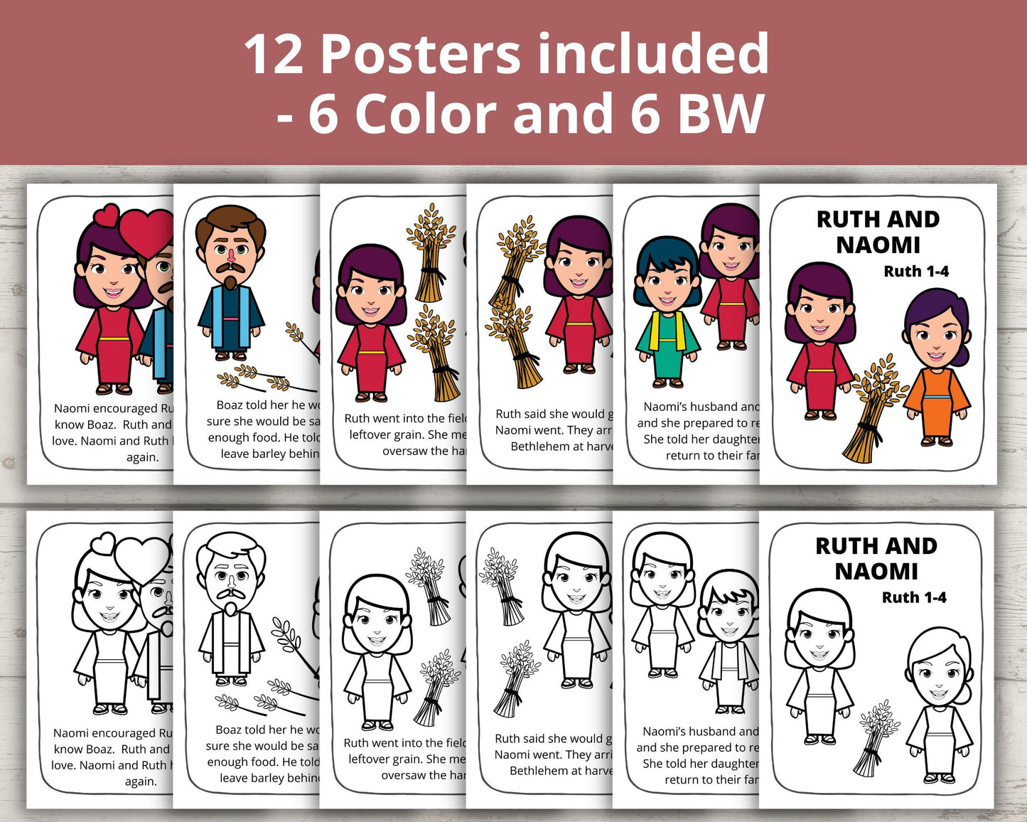 Ruth and Naomi Printable Posters and Coloring Pages