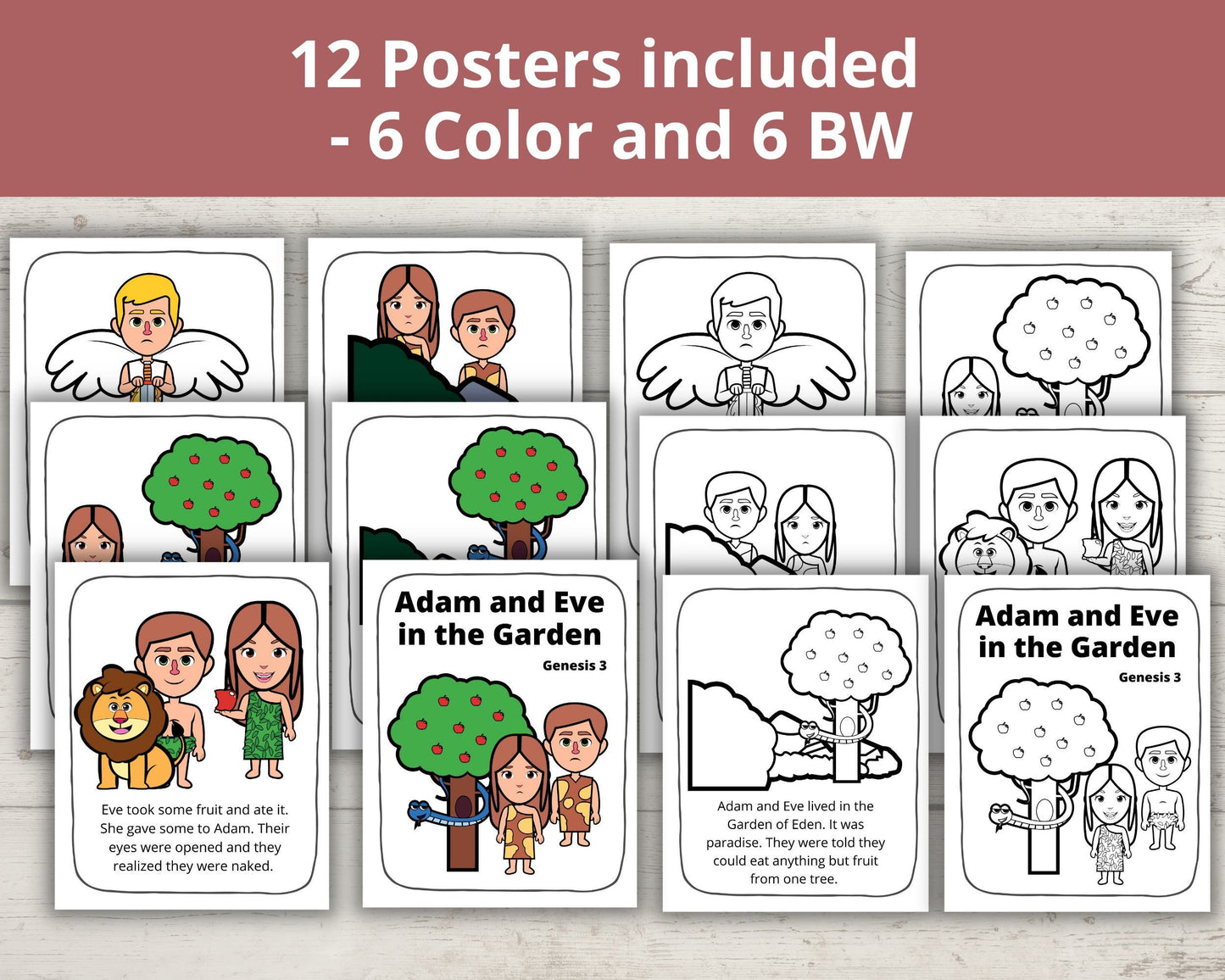 Adam and Eve Printable Posters and Coloring Pages