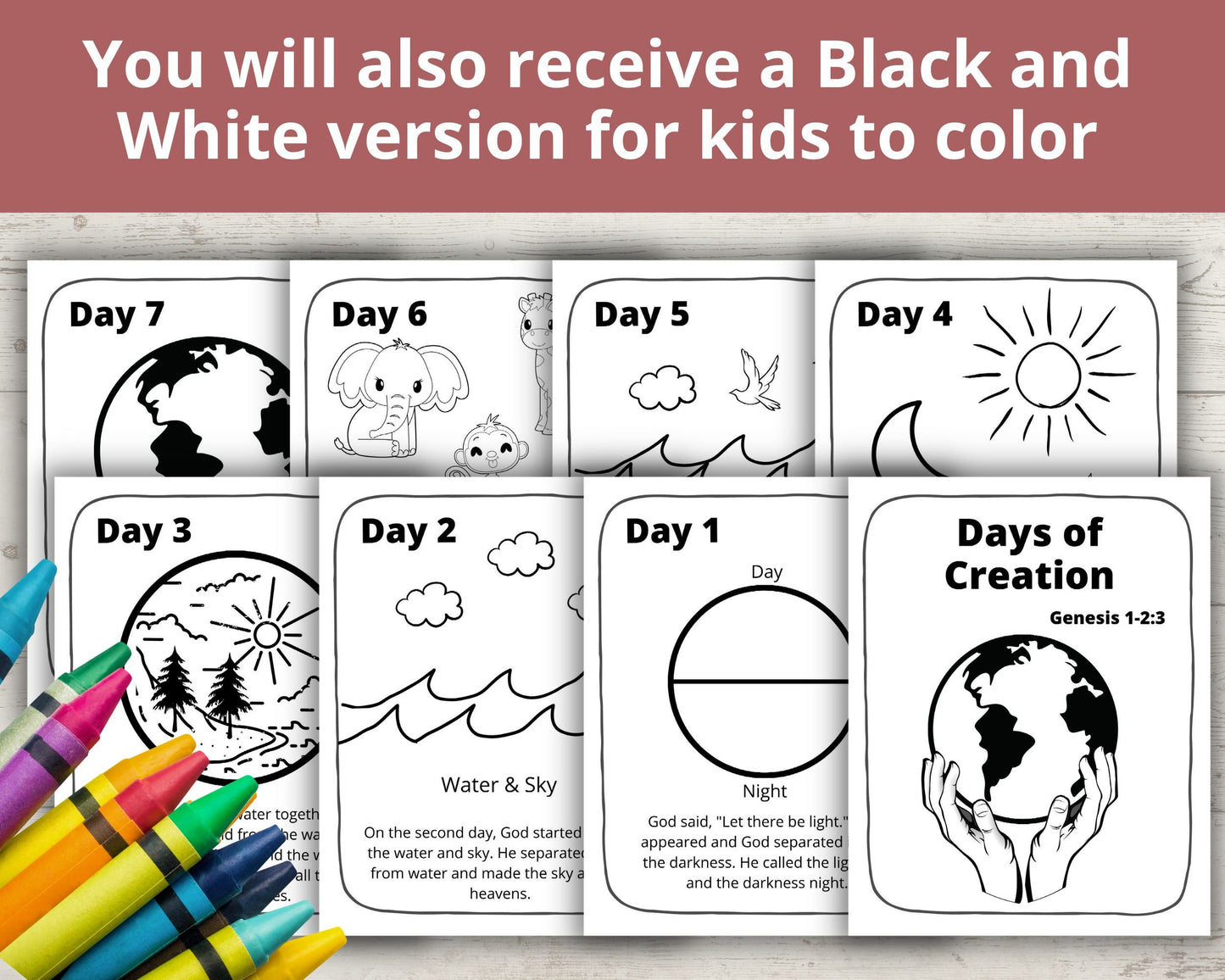 Days of Creation Printable Posters and Coloring Pages