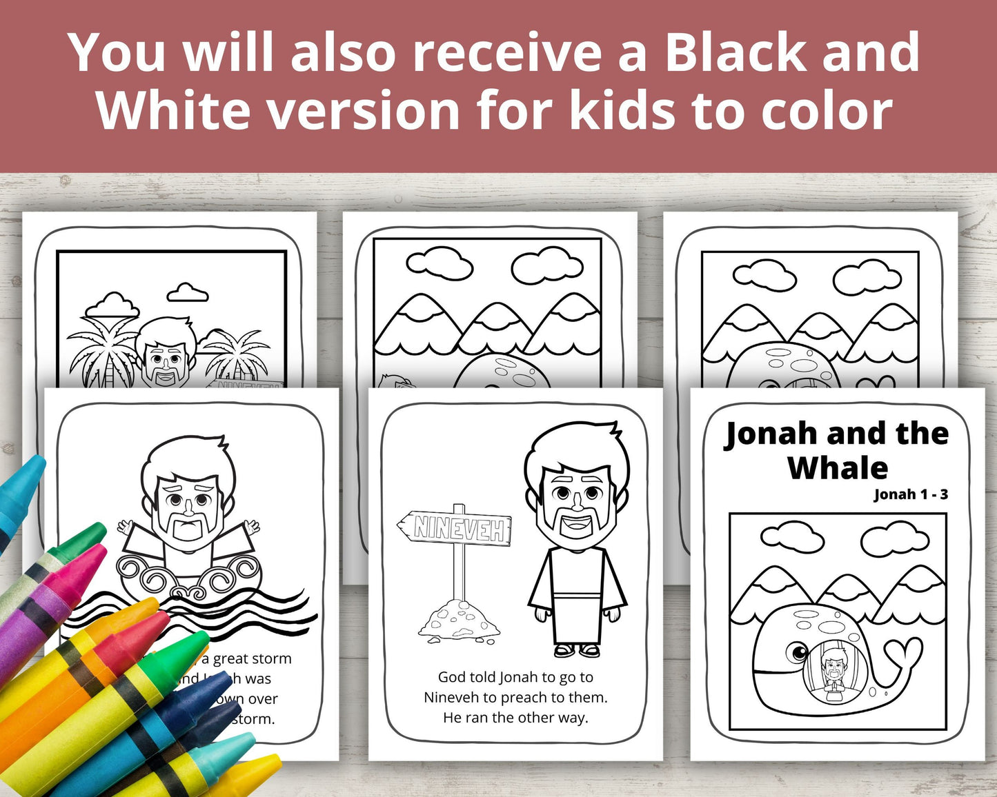 Jonah and the Whale Printable Posters and Coloring Pages