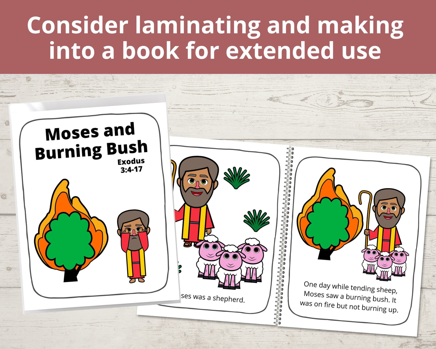 Moses and the Burning Bush Printable Posters and Coloring Pages