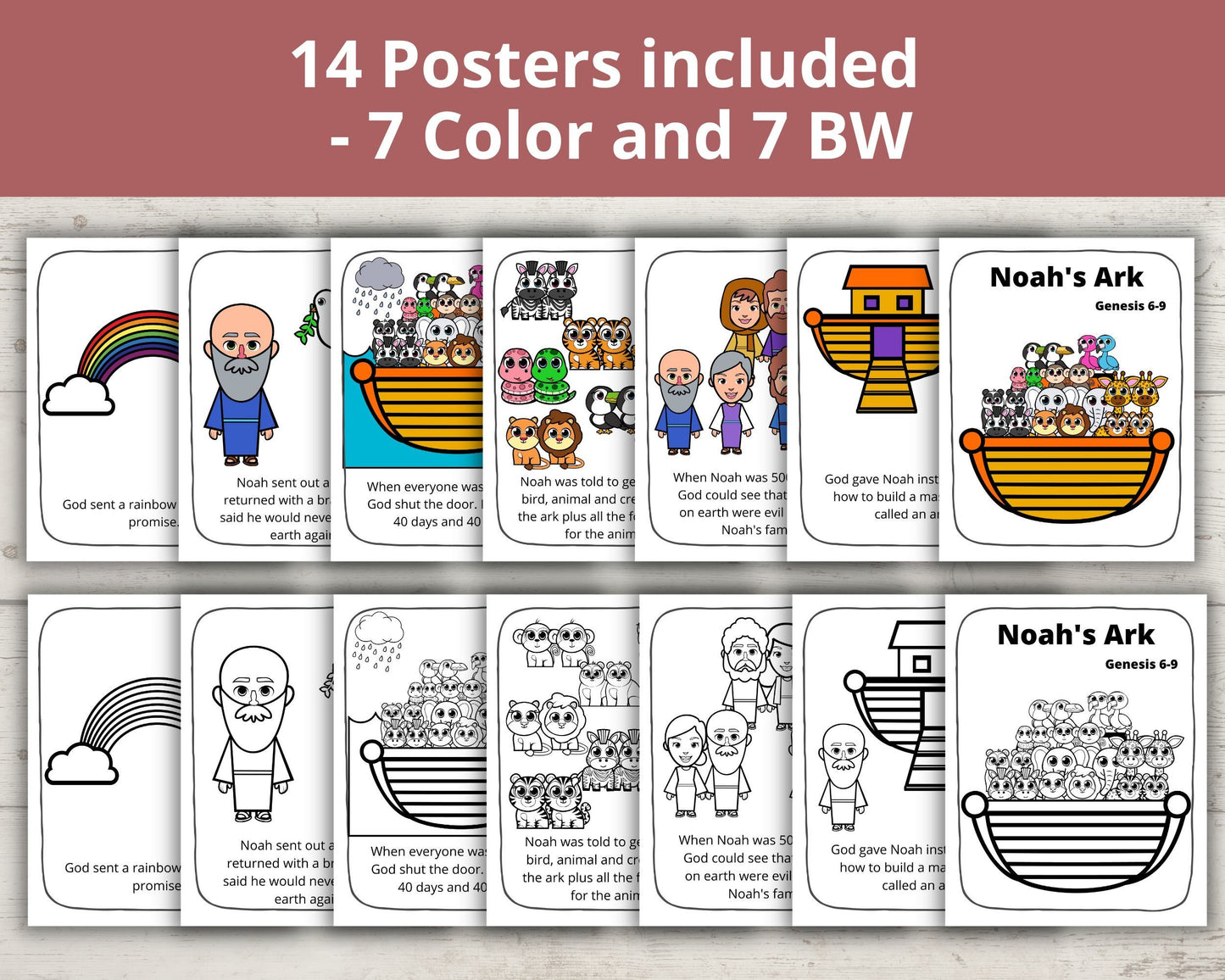 Noah's Ark Printable Posters and Coloring Pages