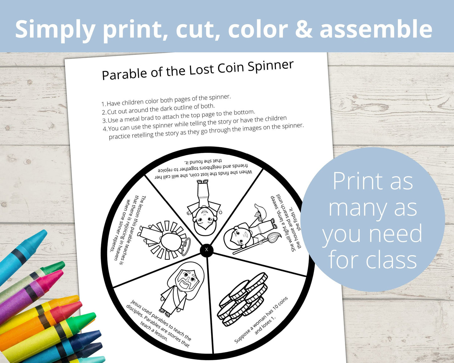 Parable of Lost Coin Printable Spinner