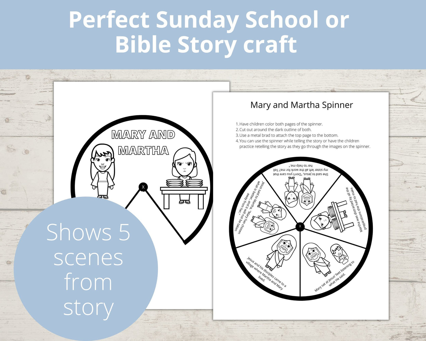 Mary and Martha Printable Spinner