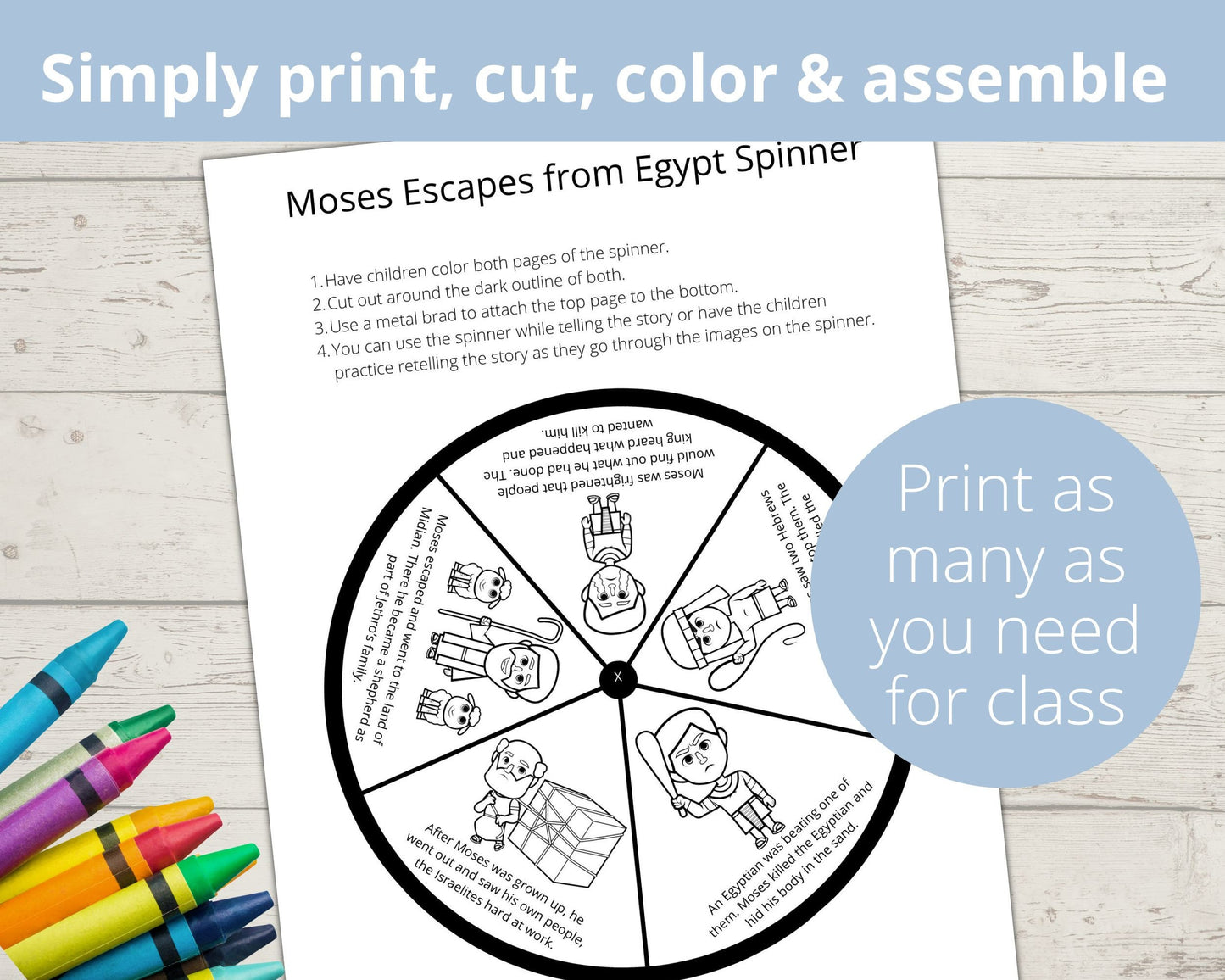 Moses Escapes Egypt Printable Spinner