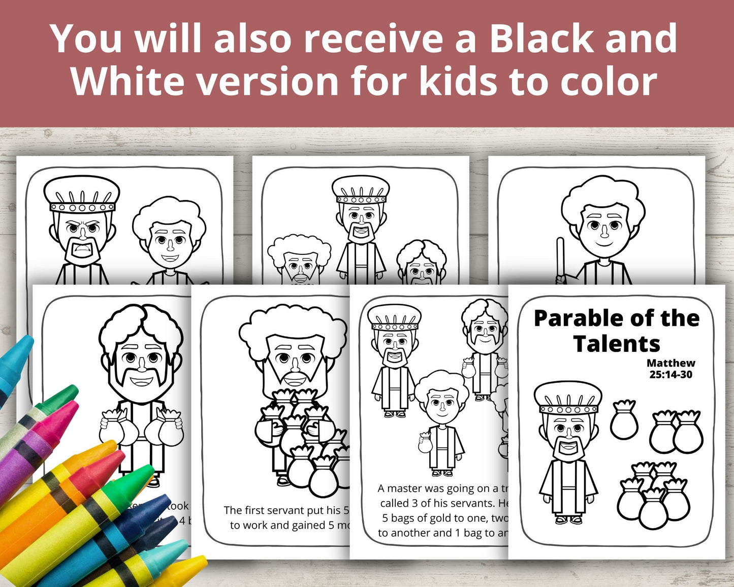 Parable of the Talents Printable Posters and Coloring Pages