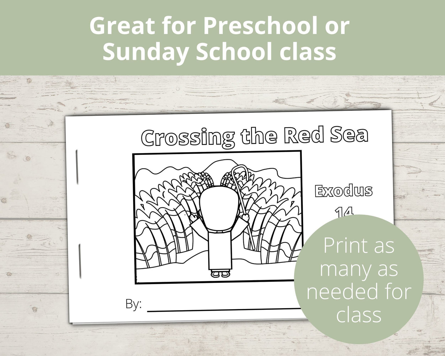 Crossing the Red Sea Printable Half Page Book