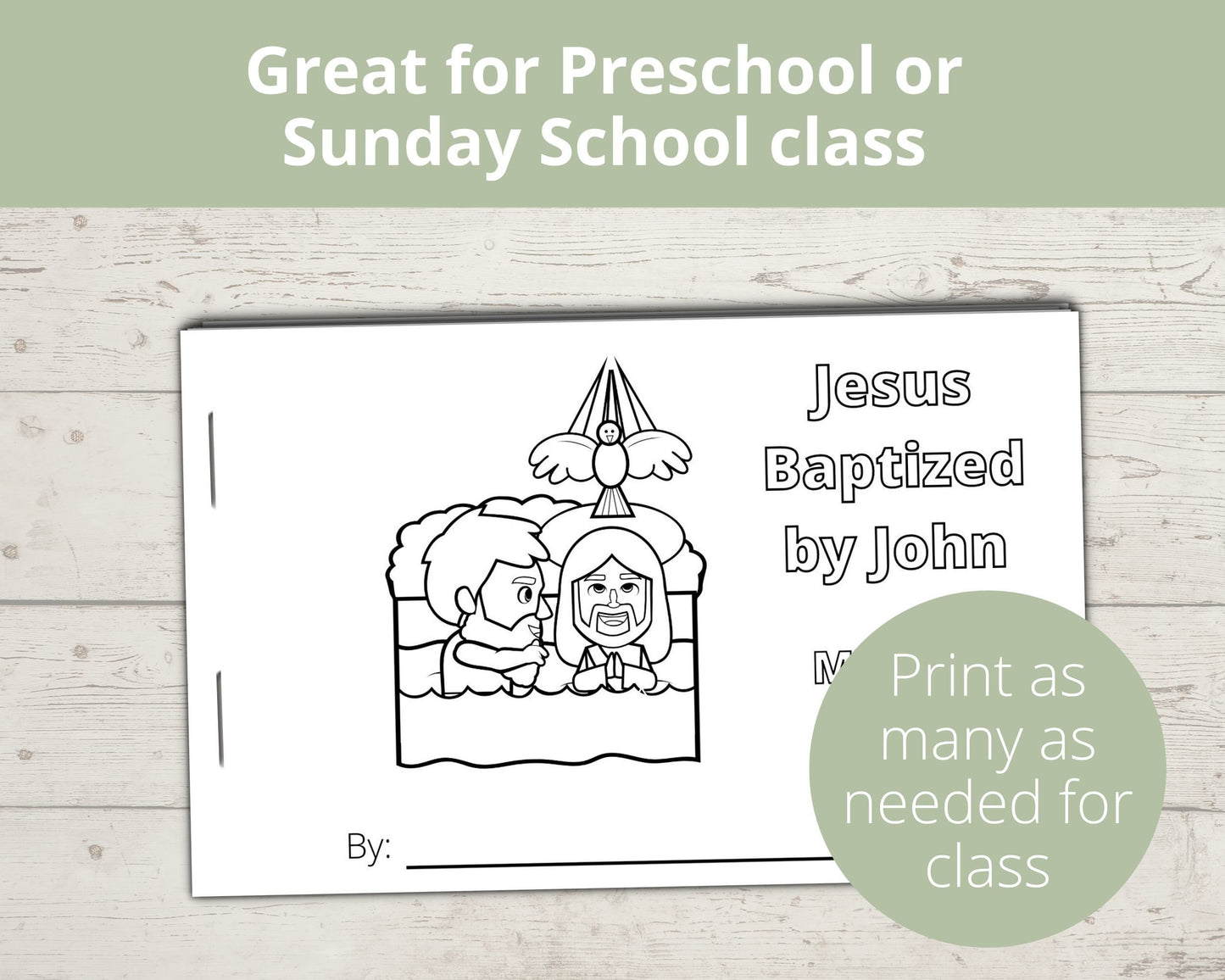 Jesus Baptism Printable Half Page Book