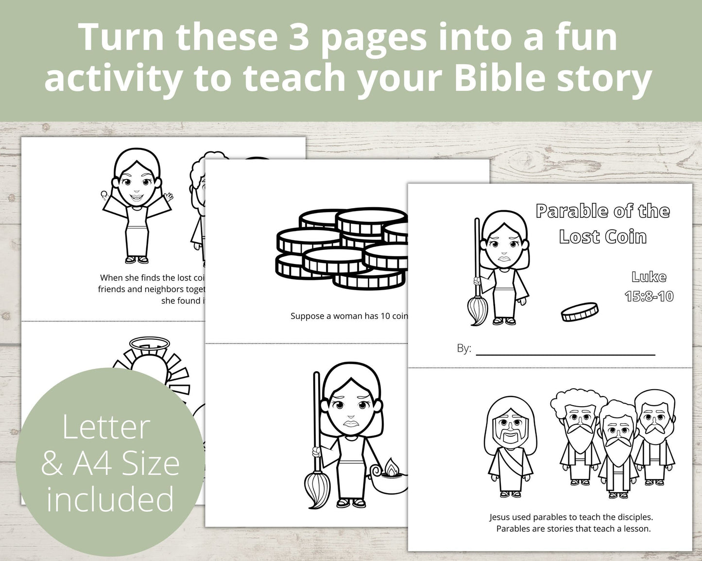 Parable of Lost Coin Printable Half Page Book