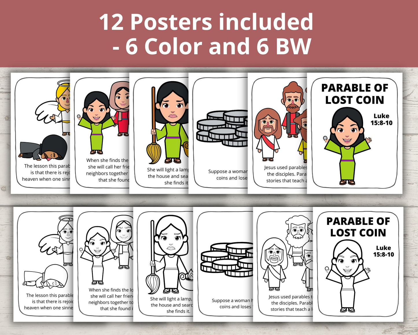 Parable of Lost Coin Printable Posters and Coloring Pages