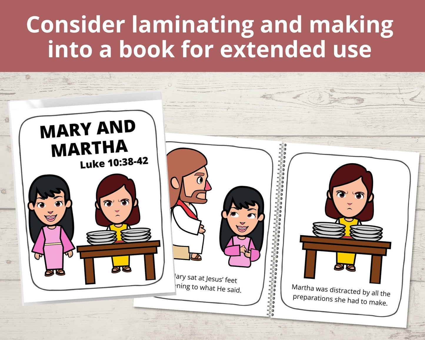 Mary and Martha Printable Posters and Coloring Pages