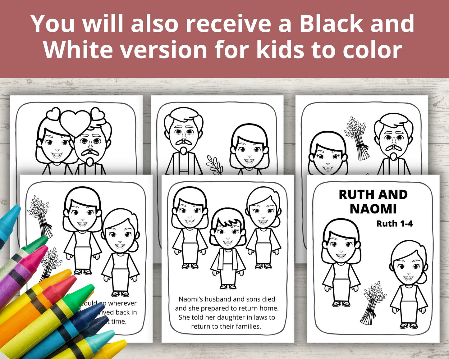 Ruth and Naomi Printable Posters and Coloring Pages