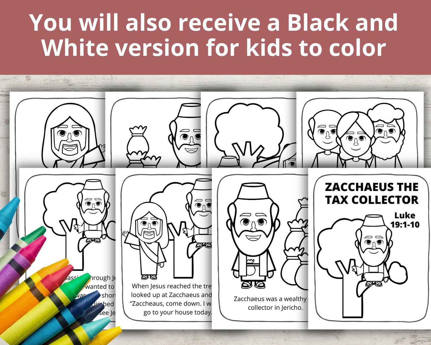 Zacchaeus Printable Posters and Coloring Pages