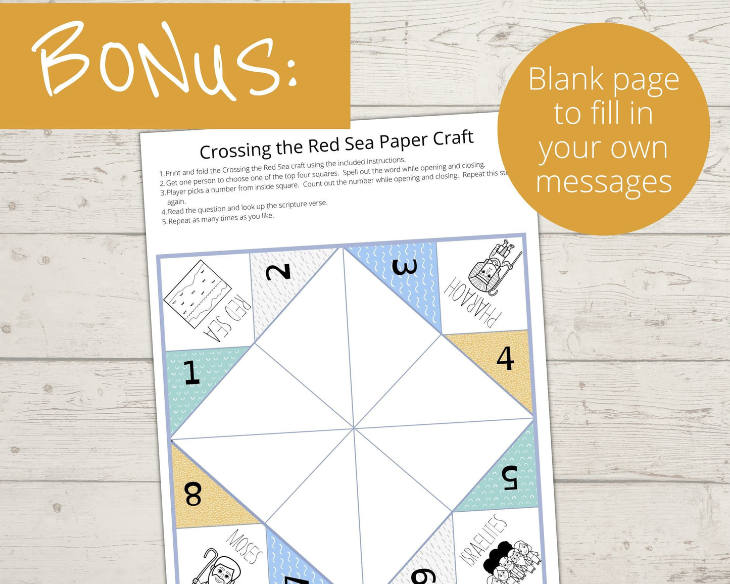 Crossing the Red Sea Printable Cootie Catcher