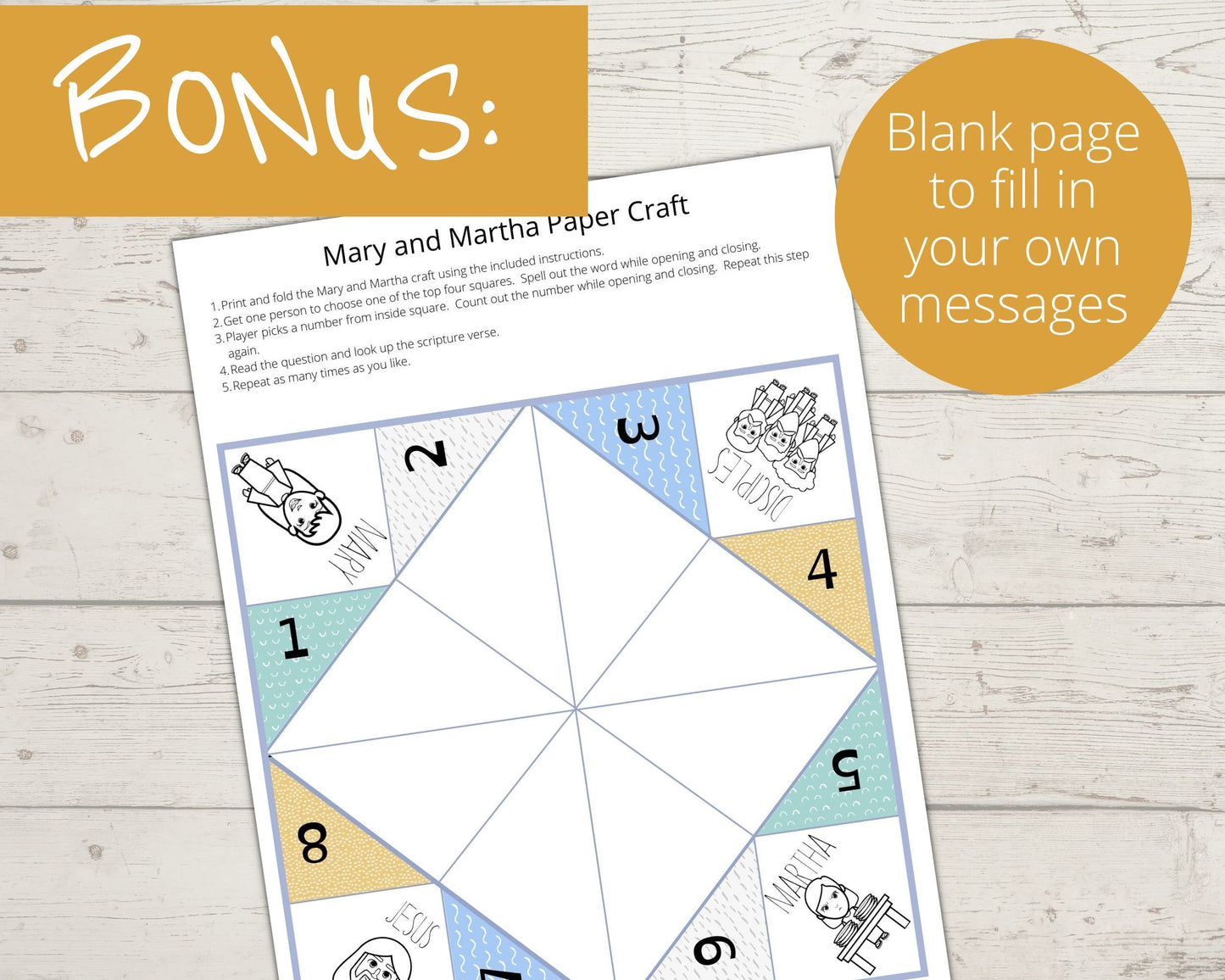 Mary and Martha Printable Cootie Catcher