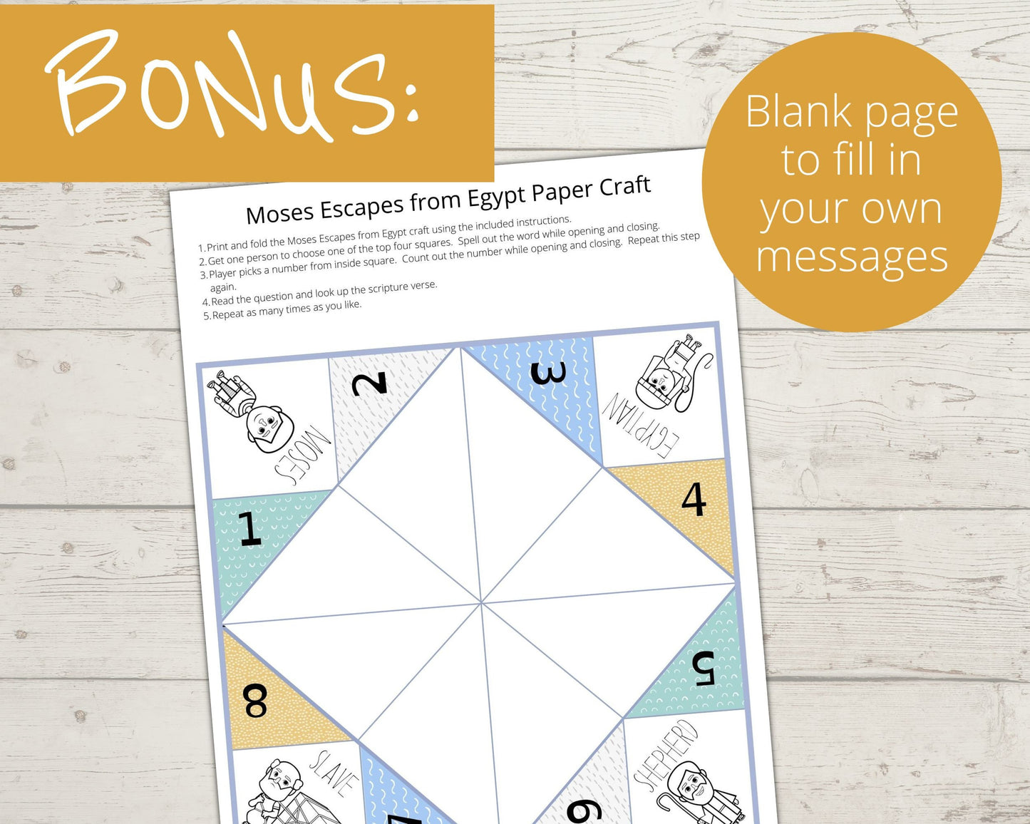 Moses Escapes from Egypt Printable Cootie Catcher