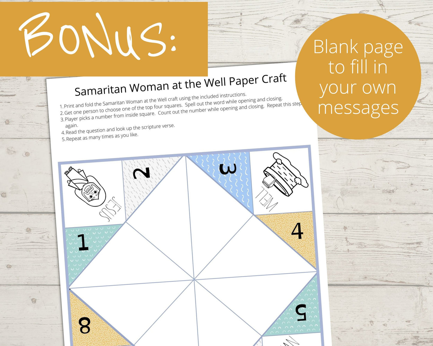 Samaritan Woman at the Well Printable Cootie Catcher