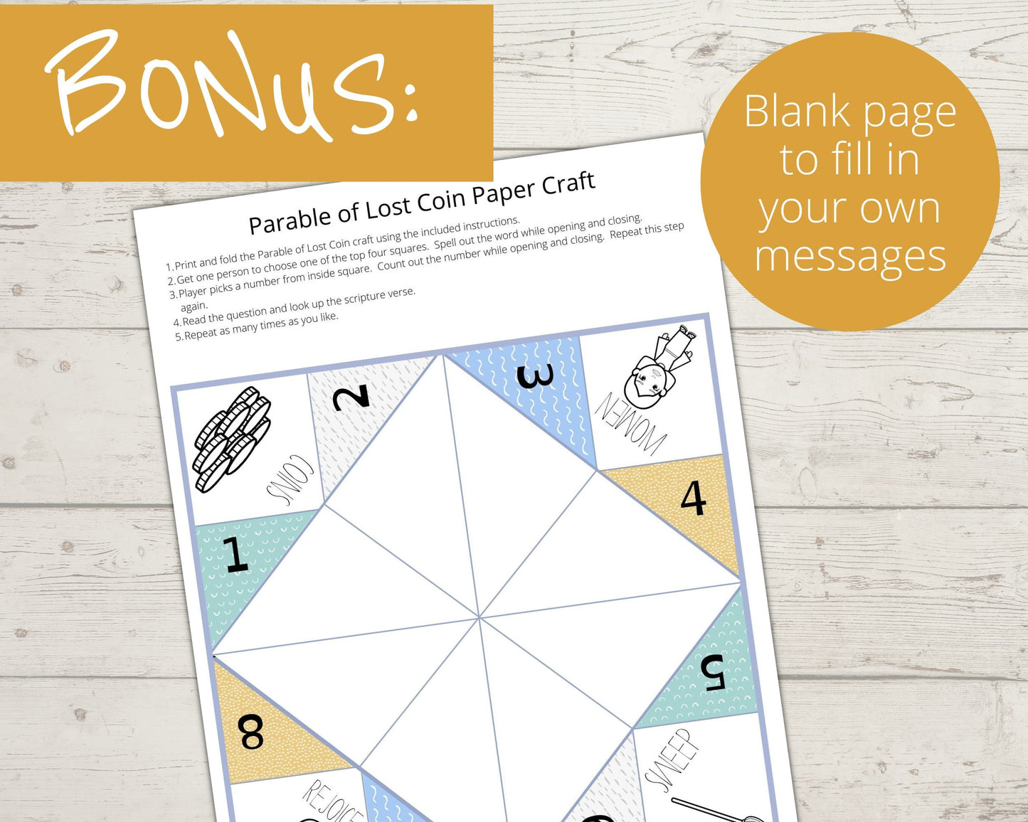 Parable of Lost Coin Printable Cootie Catcher