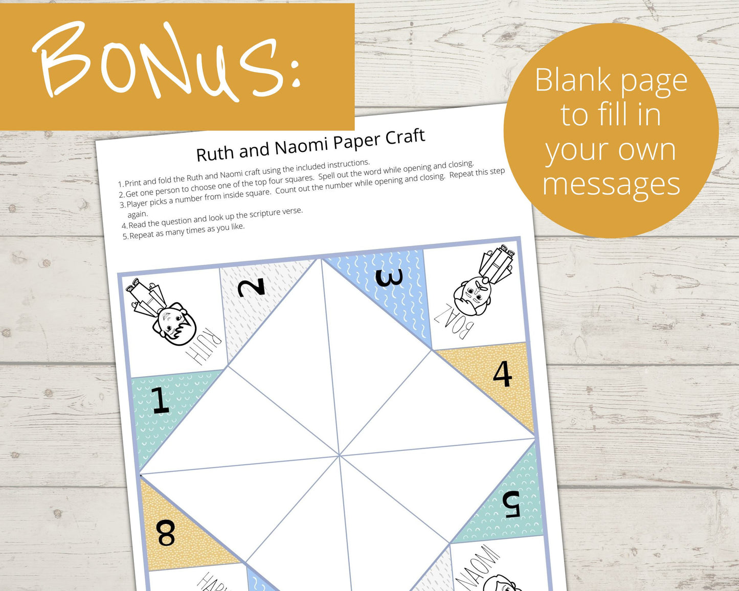 Ruth and Naomi Printable Cootie Catcher