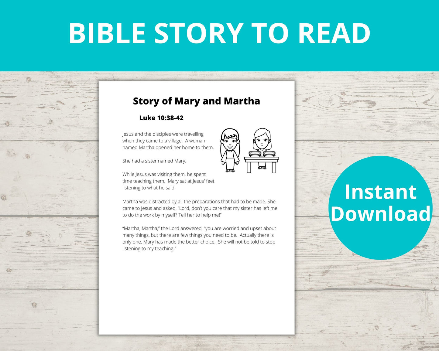 Mary and Martha Printable Activity Pack