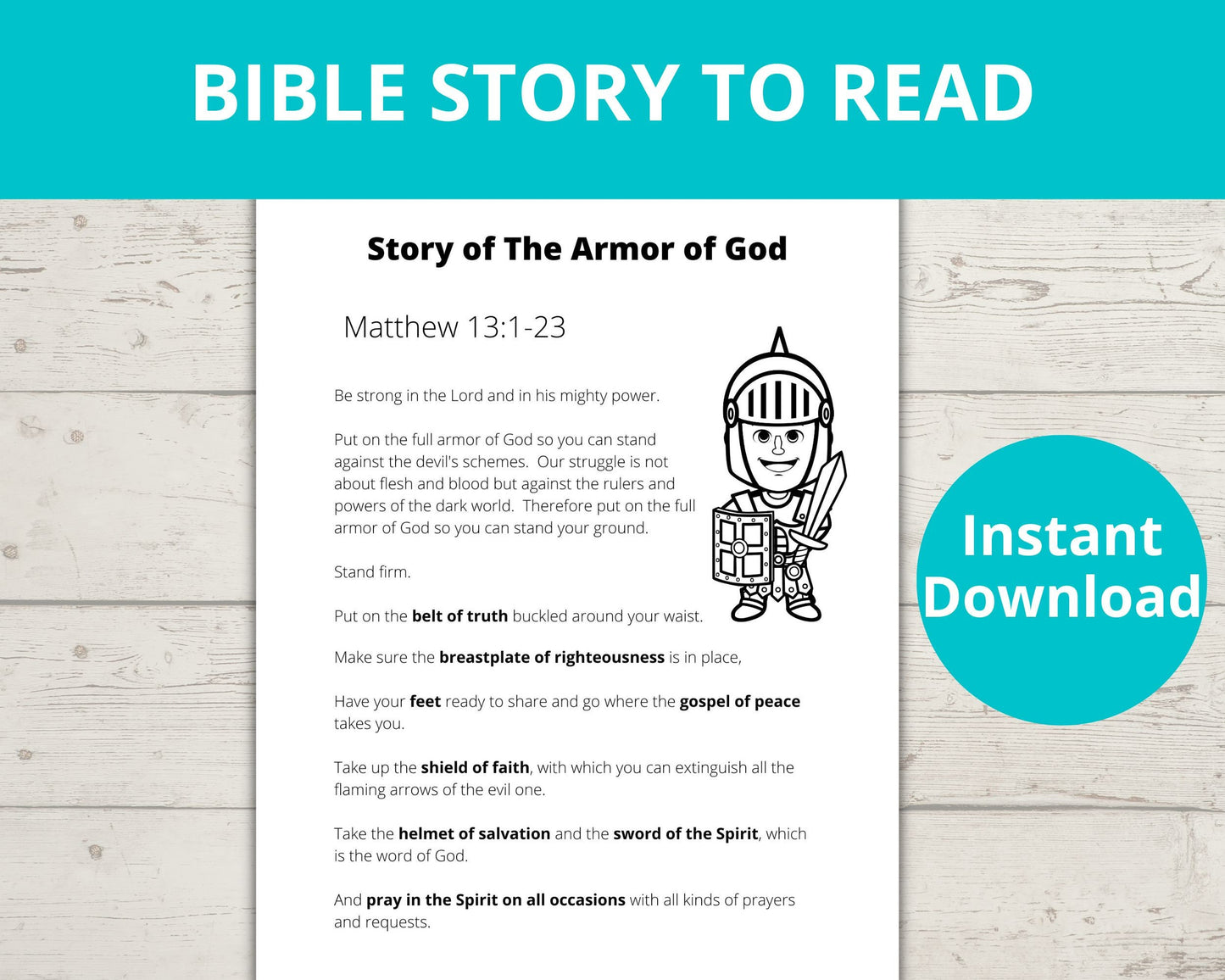 Armor of God Printable Activity Pack