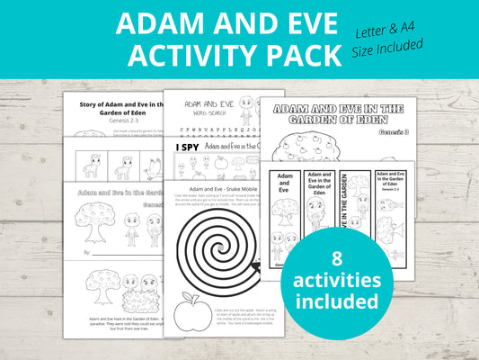 Adam and Eve Printable Bible Activity Set