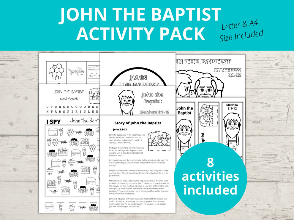 John the Baptist Printable Activity Pack – Stored Up Treasure