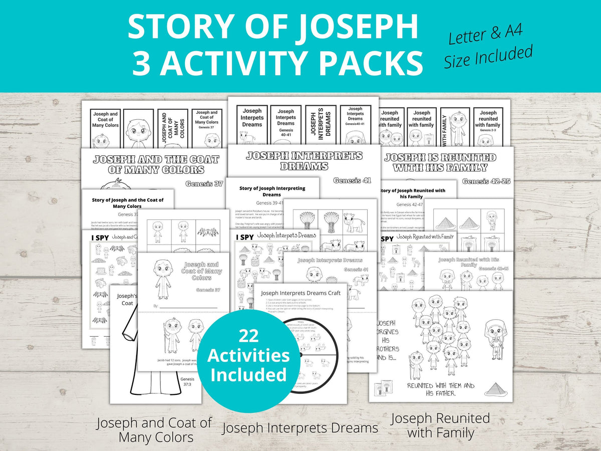 Story of Joseph Printable Activity Pack – Stored Up Treasure