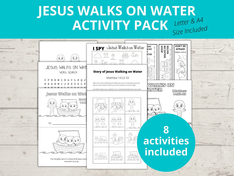 Jesus Walks On Water Printable Activity Pack – Stored Up Treasure