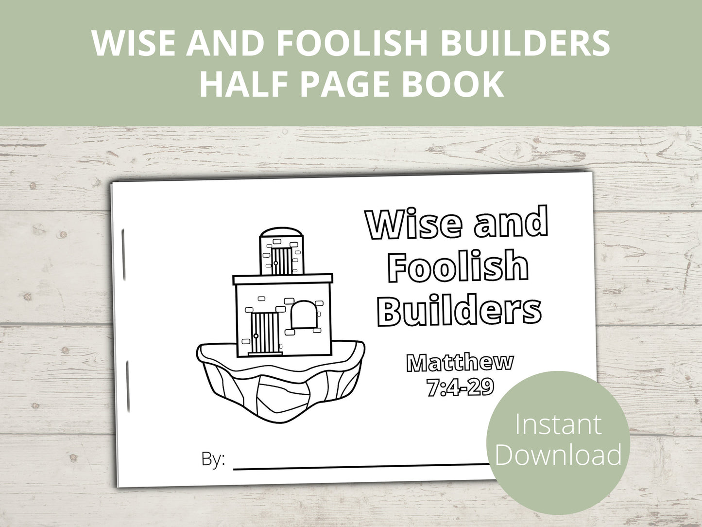 Wise and Foolish Builder Printable Half Page Book