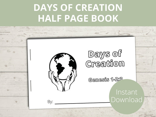 Days of Creation Printable Half Page Book