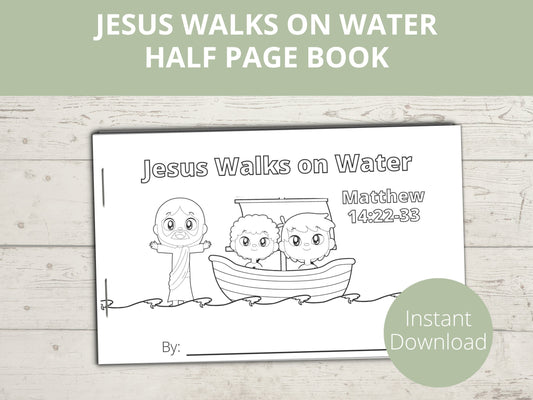 Jesus Walks on Water Printable Half Page Book