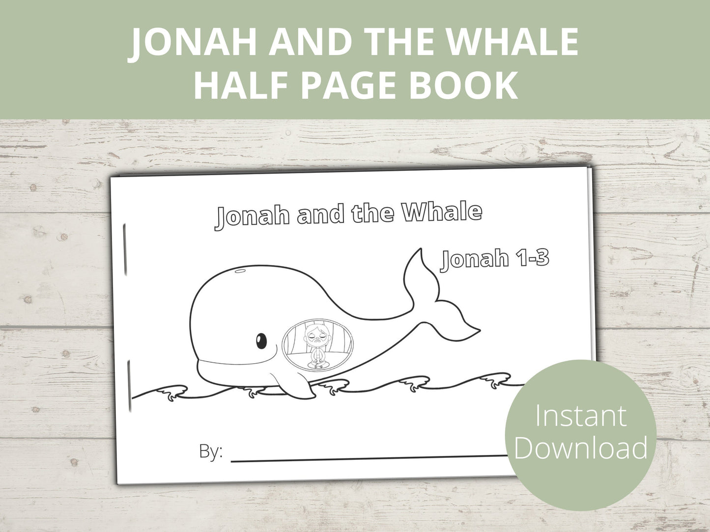 Jonah and the Whale Printable Half Page Book