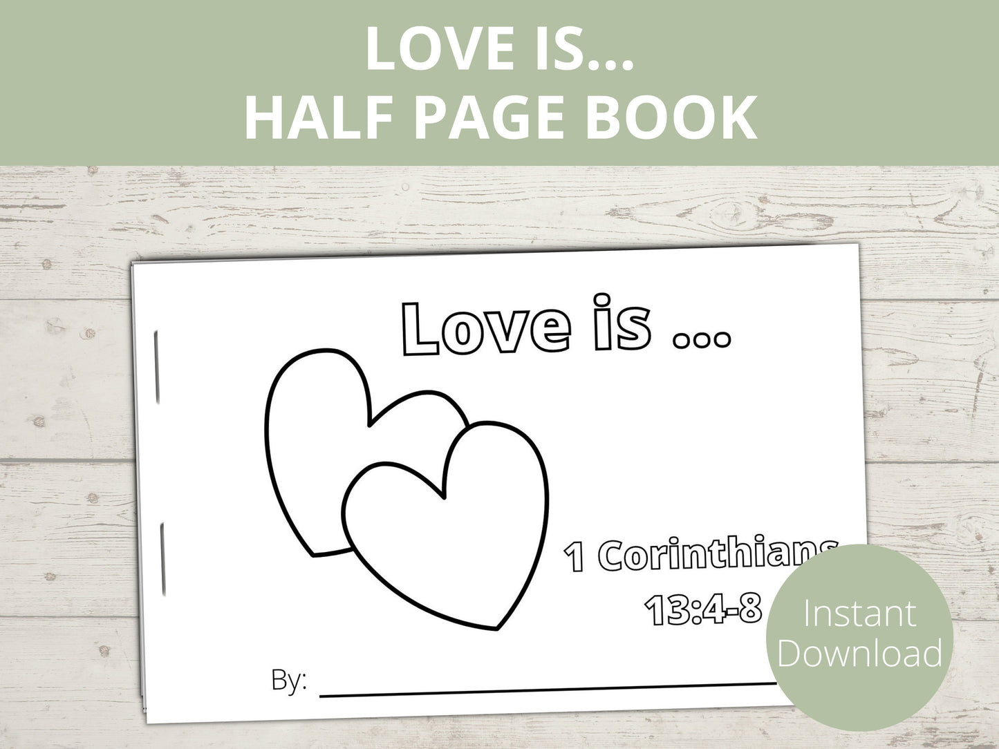 Love is Patient Love is Kind Printable Half Page Book