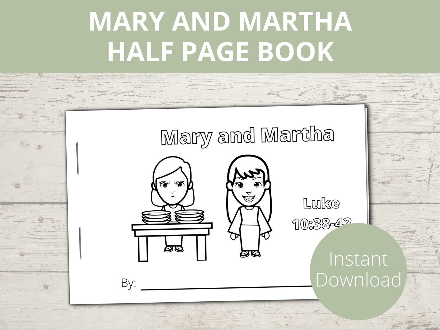 Mary and Martha Printable Half Page Book