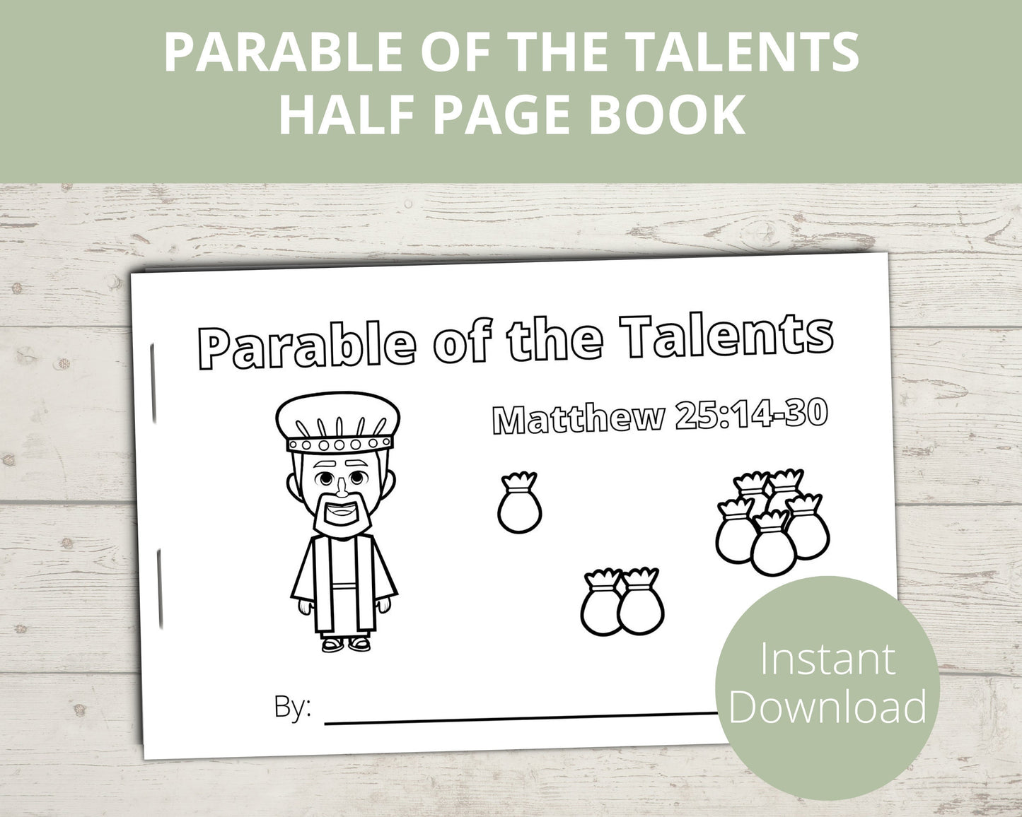 Parable of the Talents Printable Half Page Book