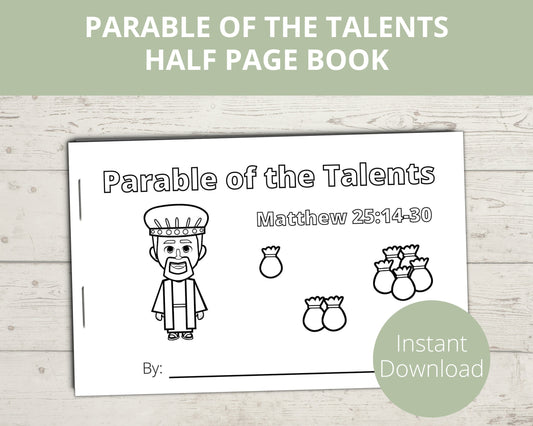 Parable of the Talents Printable Half Page Book