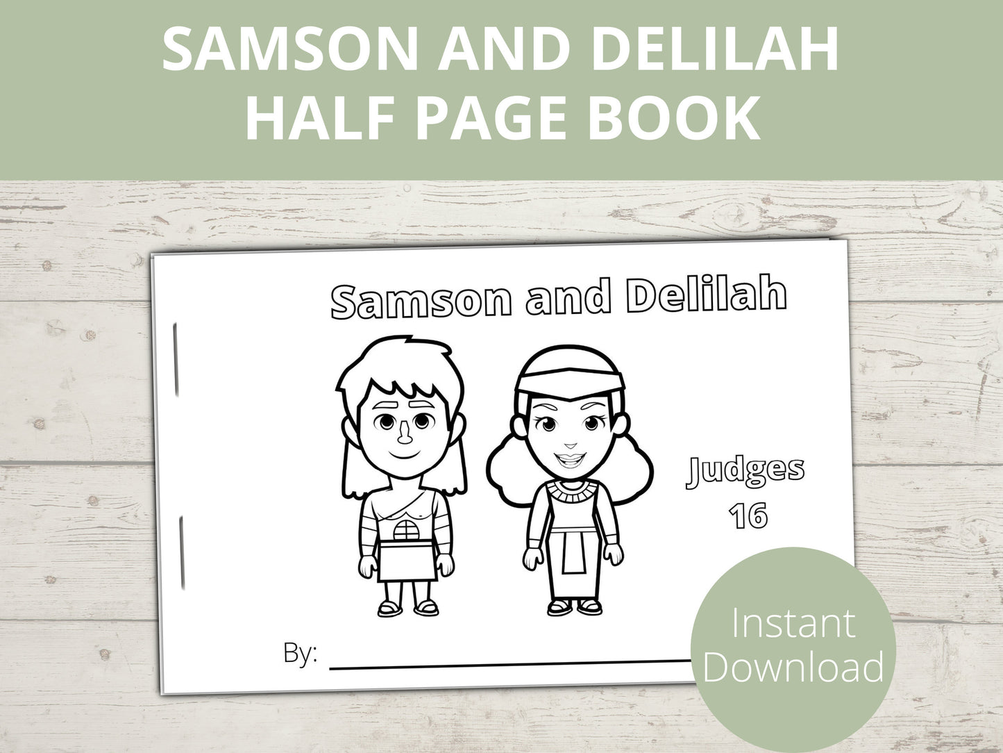 Samson and Delilah Printable Half Page Book