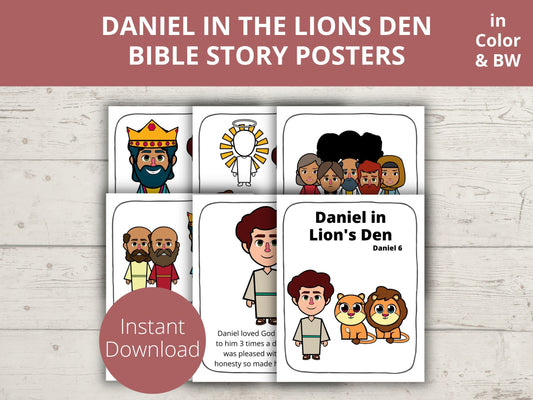 Daniel in the Lions Den Printable Posters and Coloring Pages