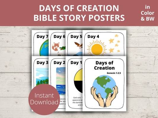 Days of Creation Printable Posters and Coloring Pages