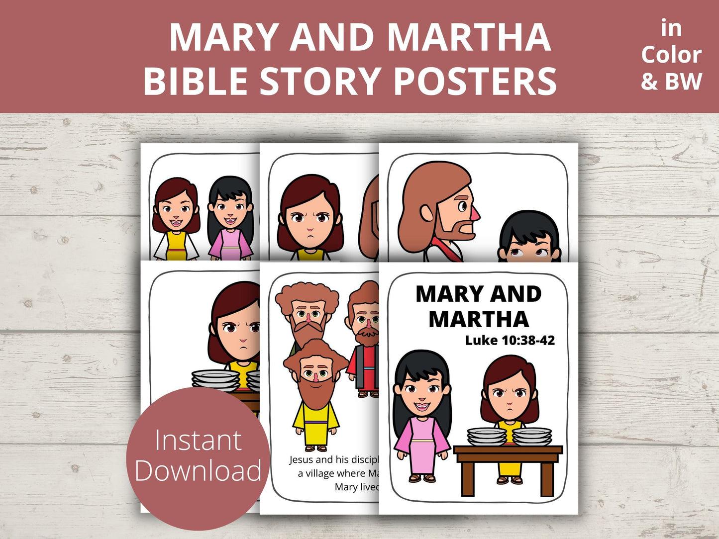 Mary and Martha Printable Posters and Coloring Pages