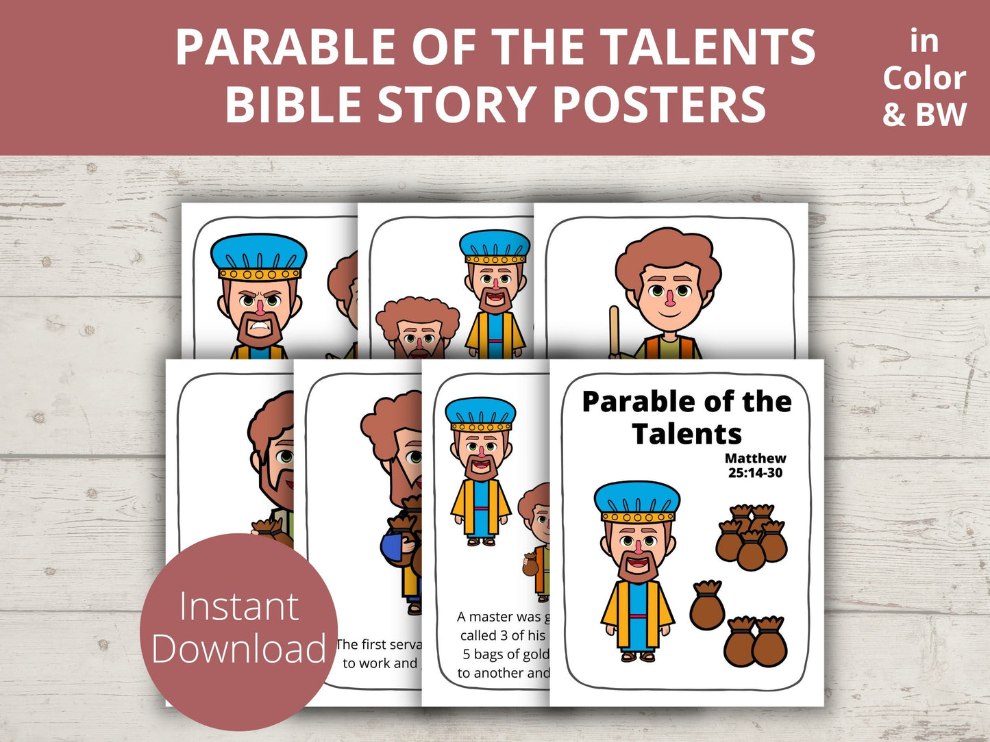 Parable of the Talents Printable Posters and Coloring Pages