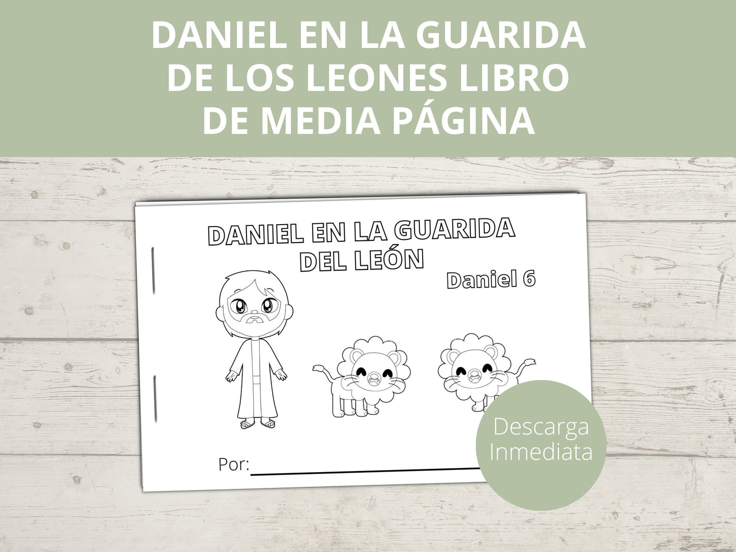 Spanish - Daniel and the Lion's Den Printable Half Page Book