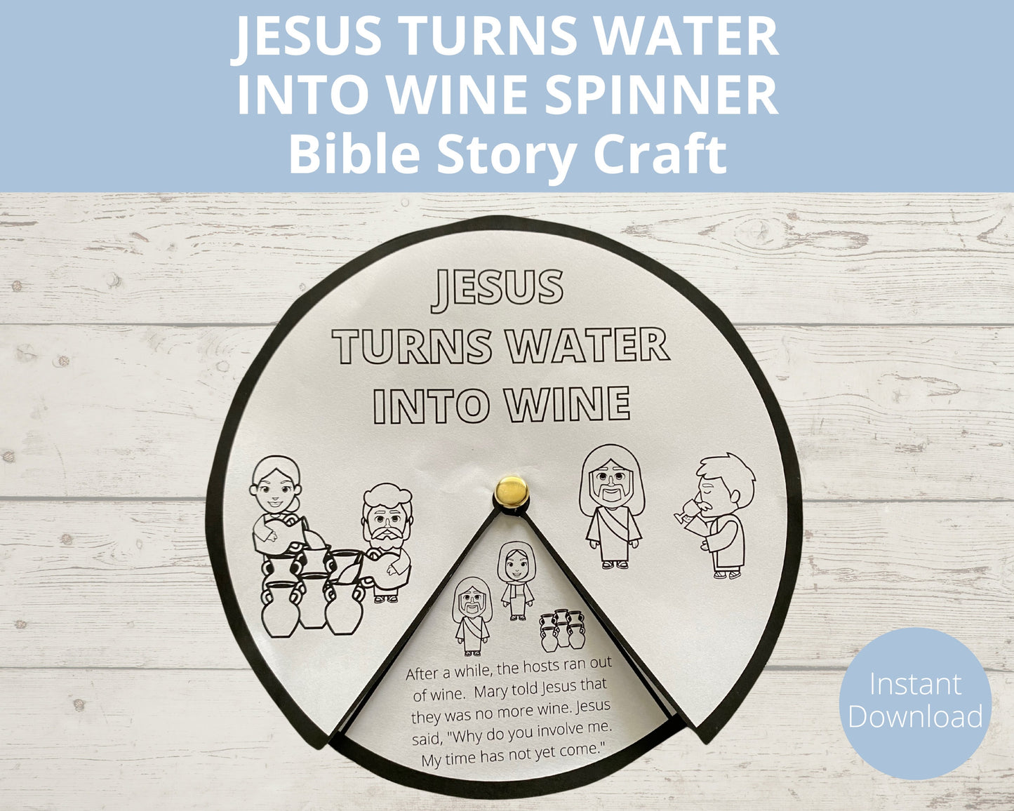 Jesus Turns Water into Wine Printable Spinner