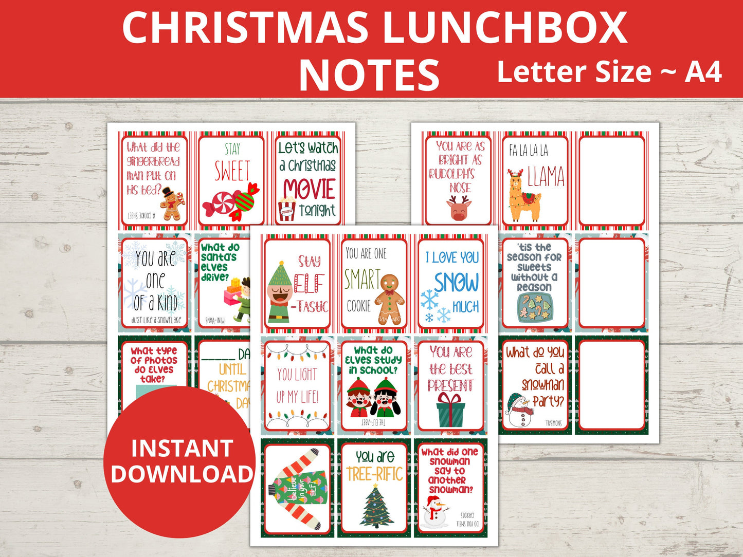 Christmas Printable Lunchbox Notes for Kids