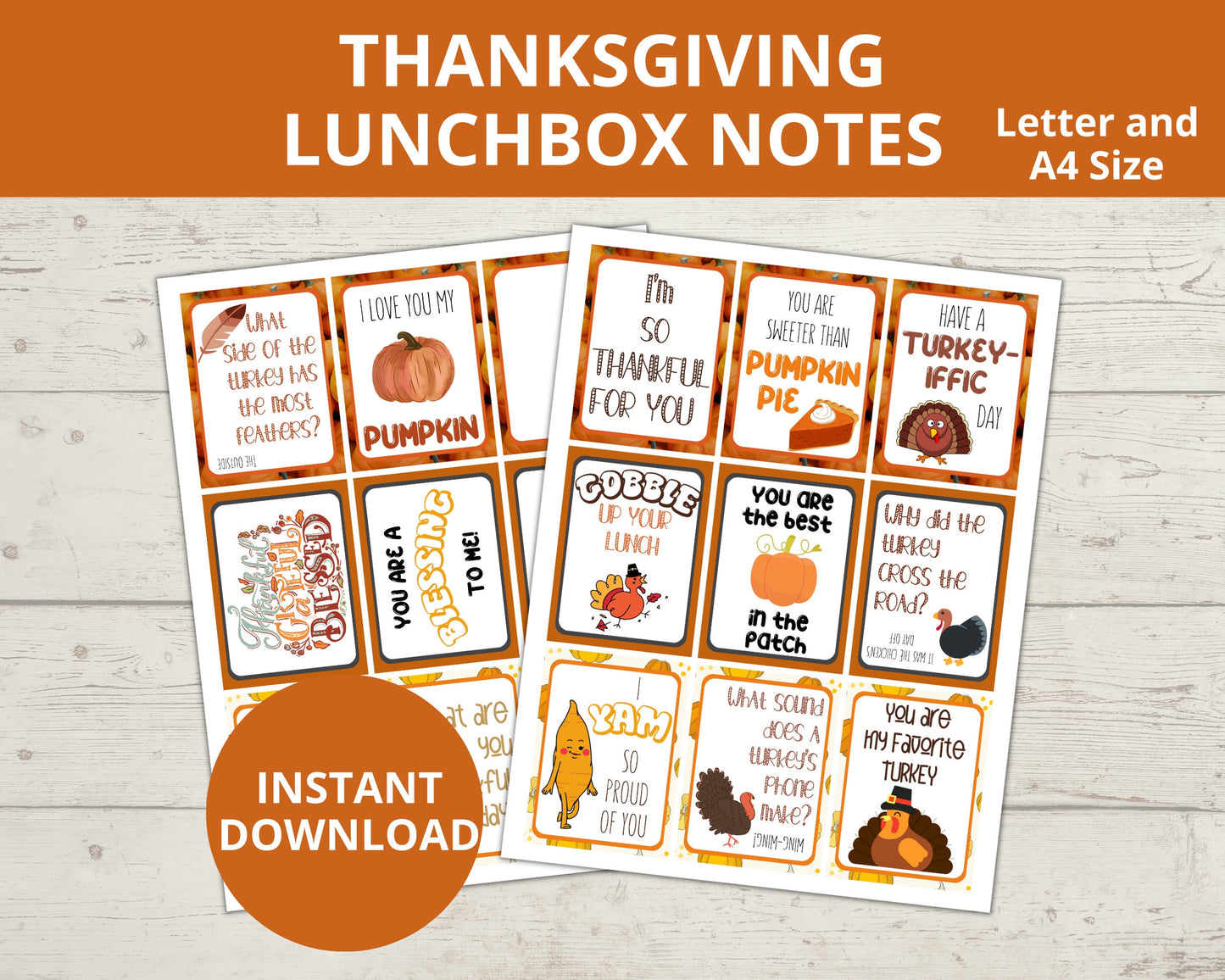 Thanksgiving Printable Lunchbox Notes