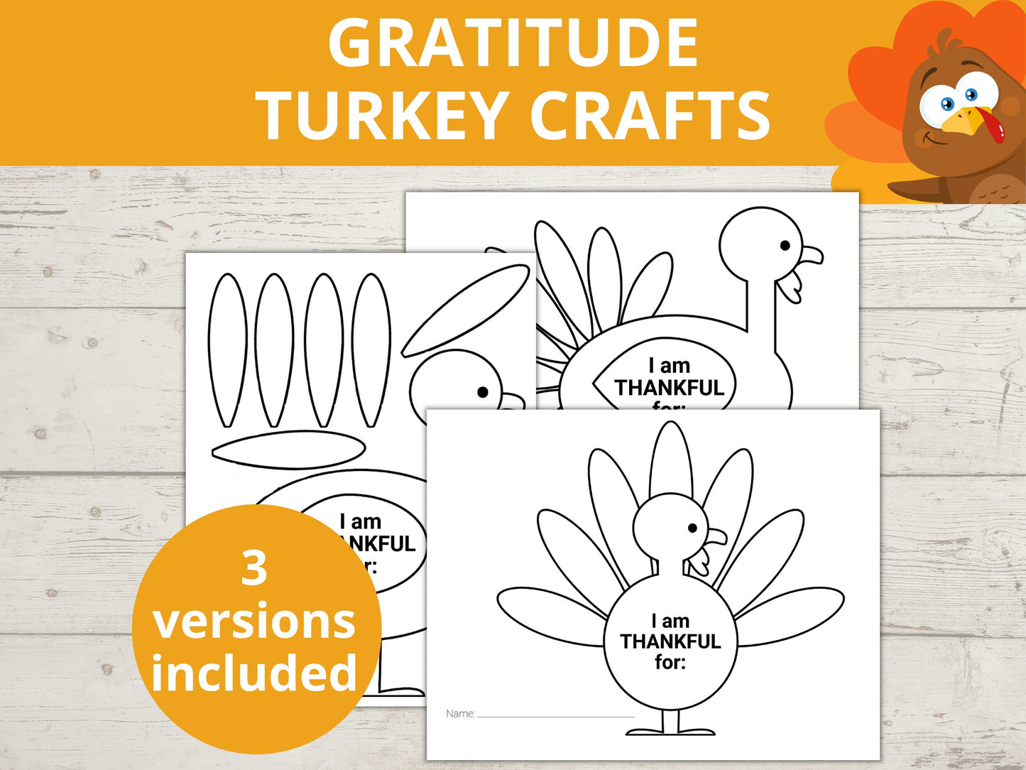 Gratitude Turkey Printable Craft