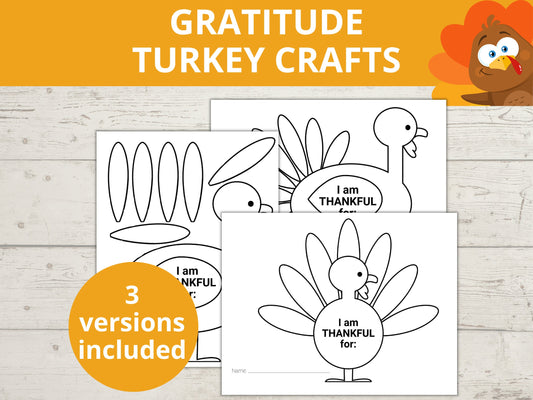 Gratitude Turkey Printable Craft