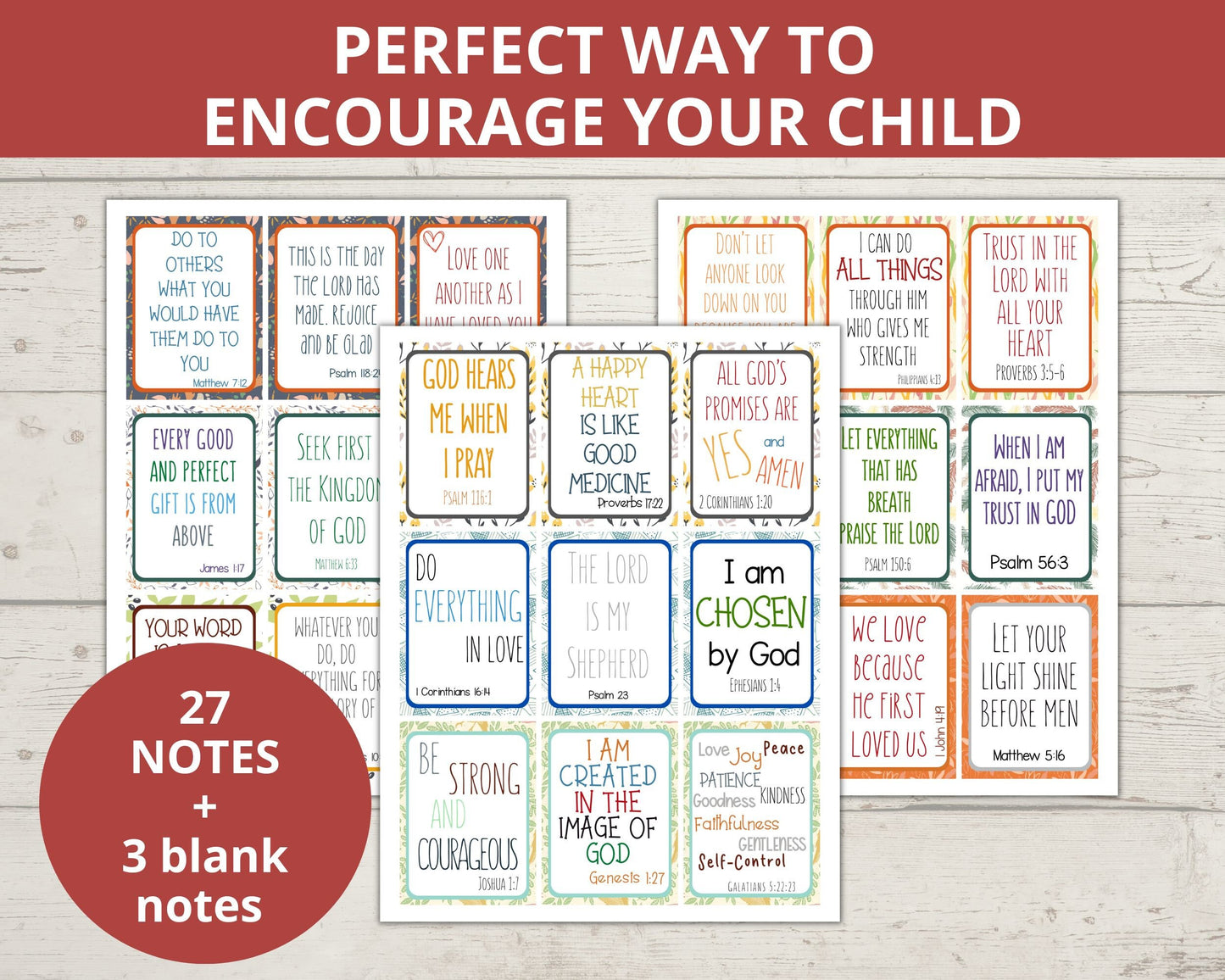 Christian Scripture Printable Lunch Notes for Kids