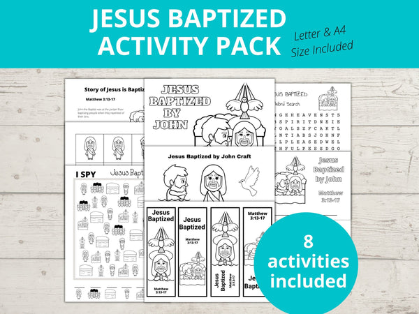 Jesus Baptism Printable Activity Pack – Stored Up Treasure